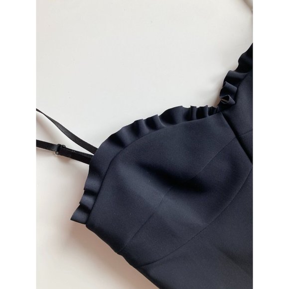 GRETA CONSTANTINE Faelyn Navy Neoprene Ruffle Trim Sheath Dress, Size XS - Picture 6 of 14